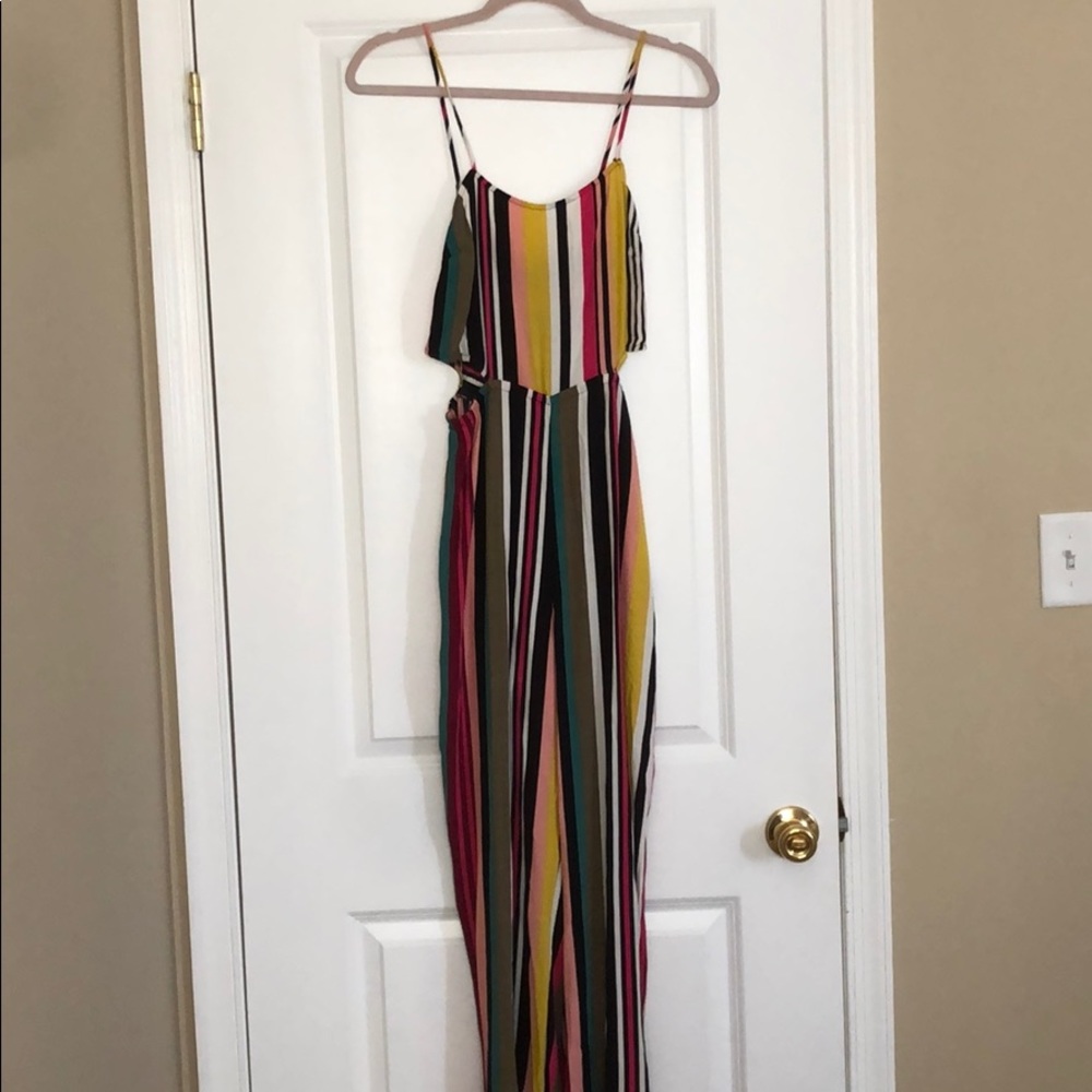 Express Striped Jumpsuit with side cut-outs